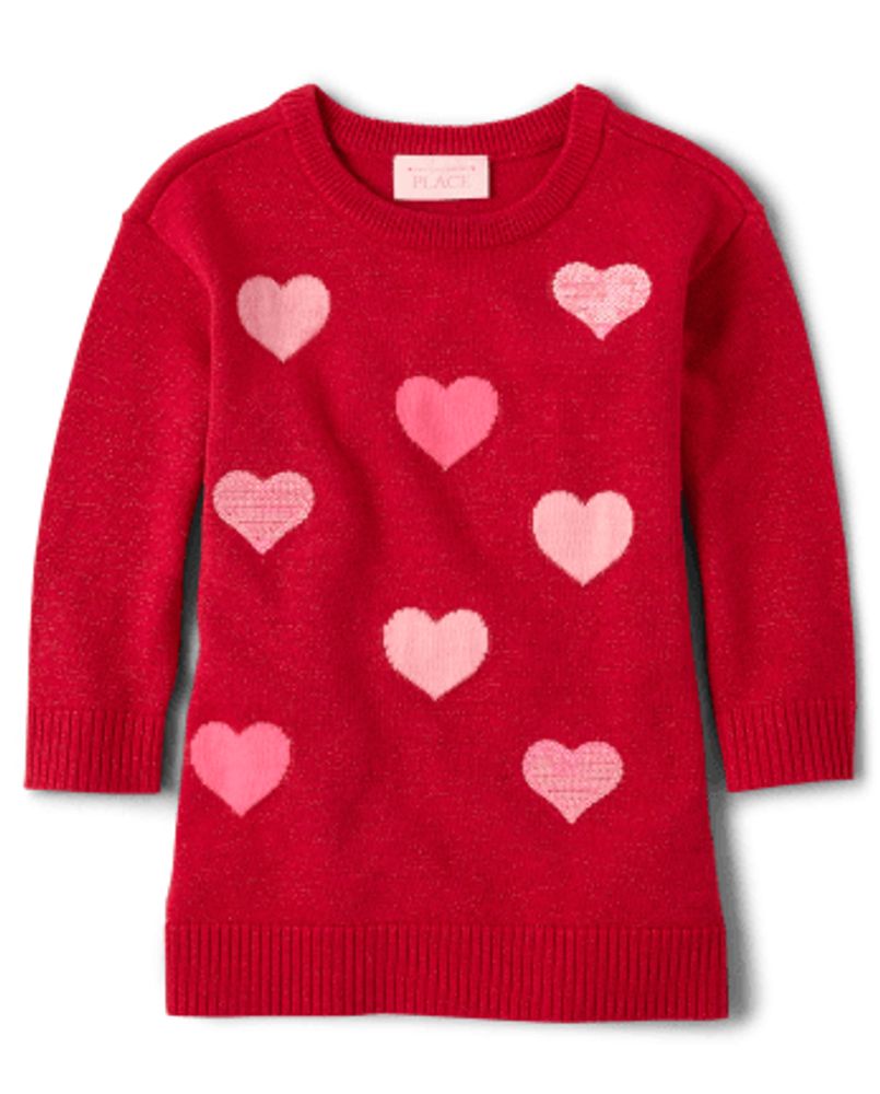 The Children s Place Baby And Toddler Girls Sequin Heart Sweater