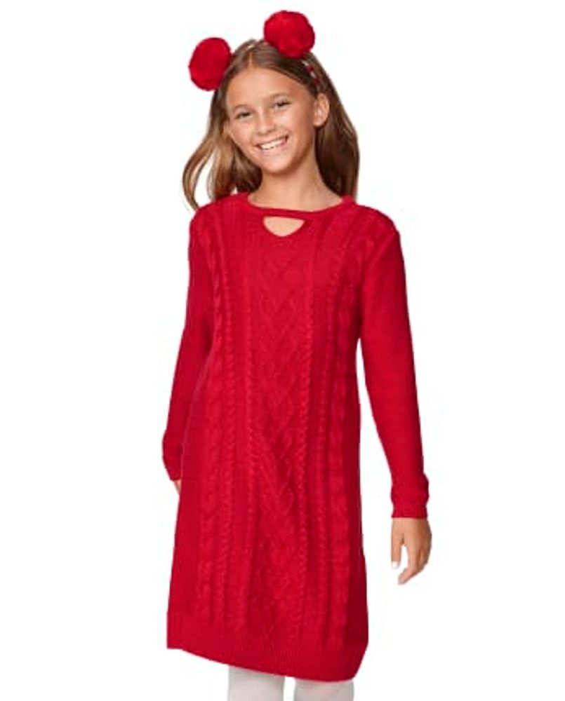 Girls cable store knit sweater dress