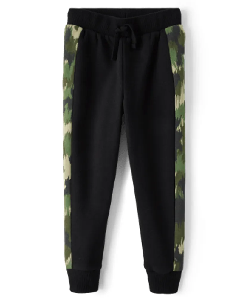 The Children s Place Boys Side Stripe Camo Fleece Jogger Pants