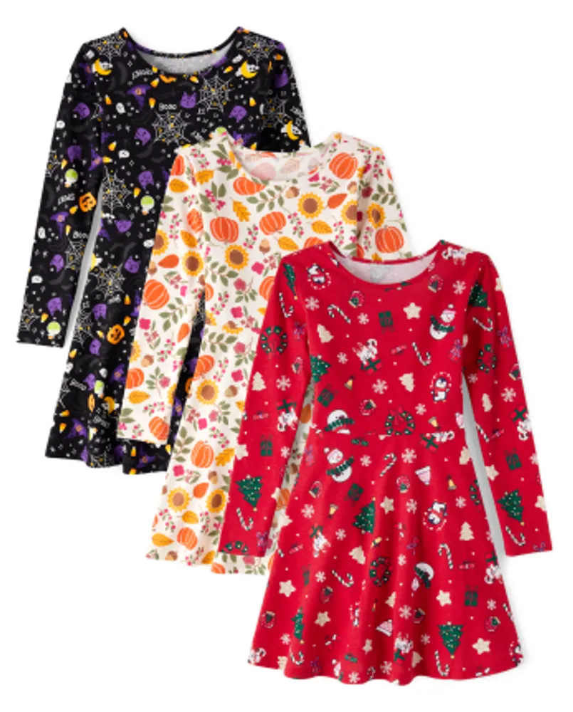The Children s Place Giris Holiday Skater Dress 3 Pack Square One