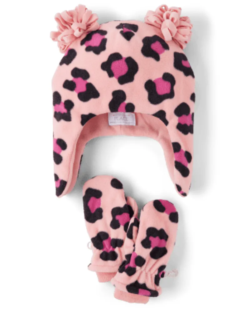 The Children s Place Toddler Girls Leopard Fleece Pom Hat And