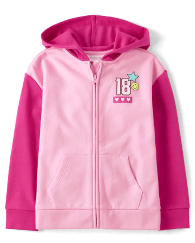 The Children s Place Girls Graphic French Terry Zip Up Hoodie