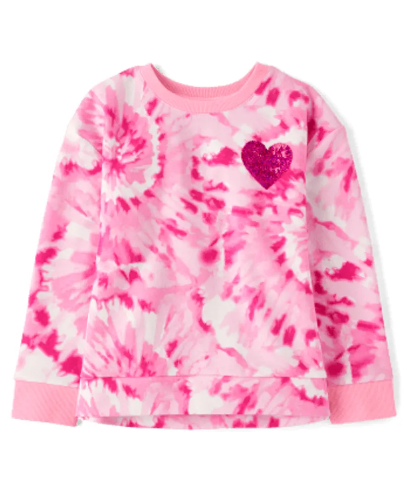 Sequin tie top dye sweatshirt