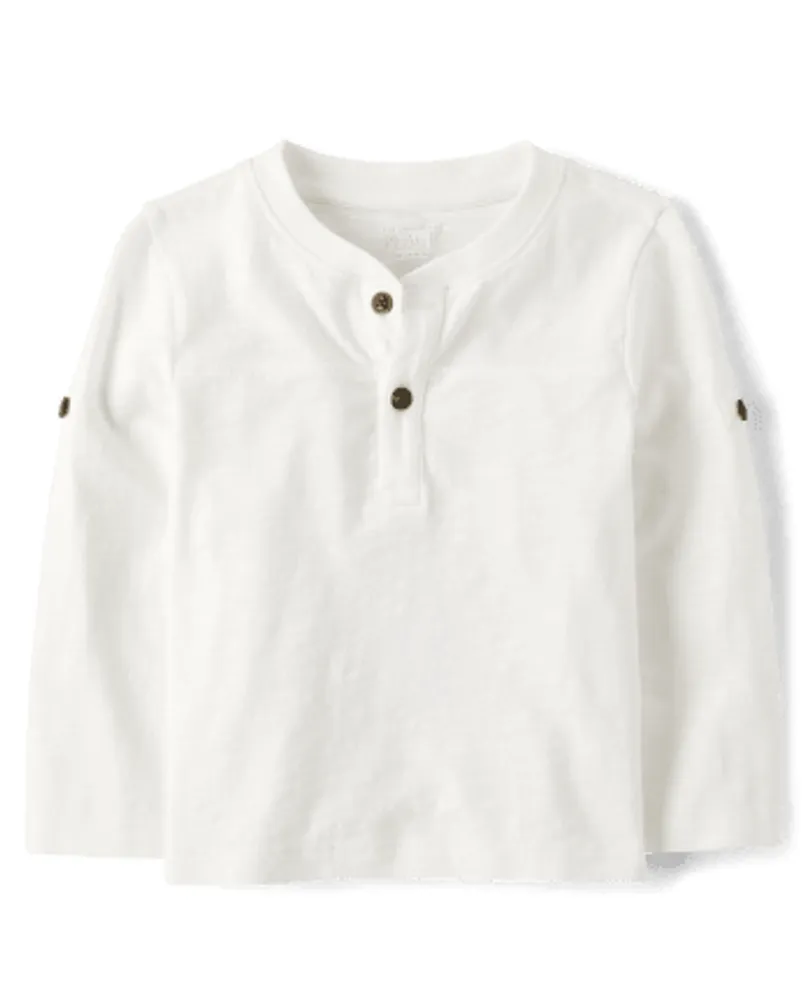 Baby boy top white henley