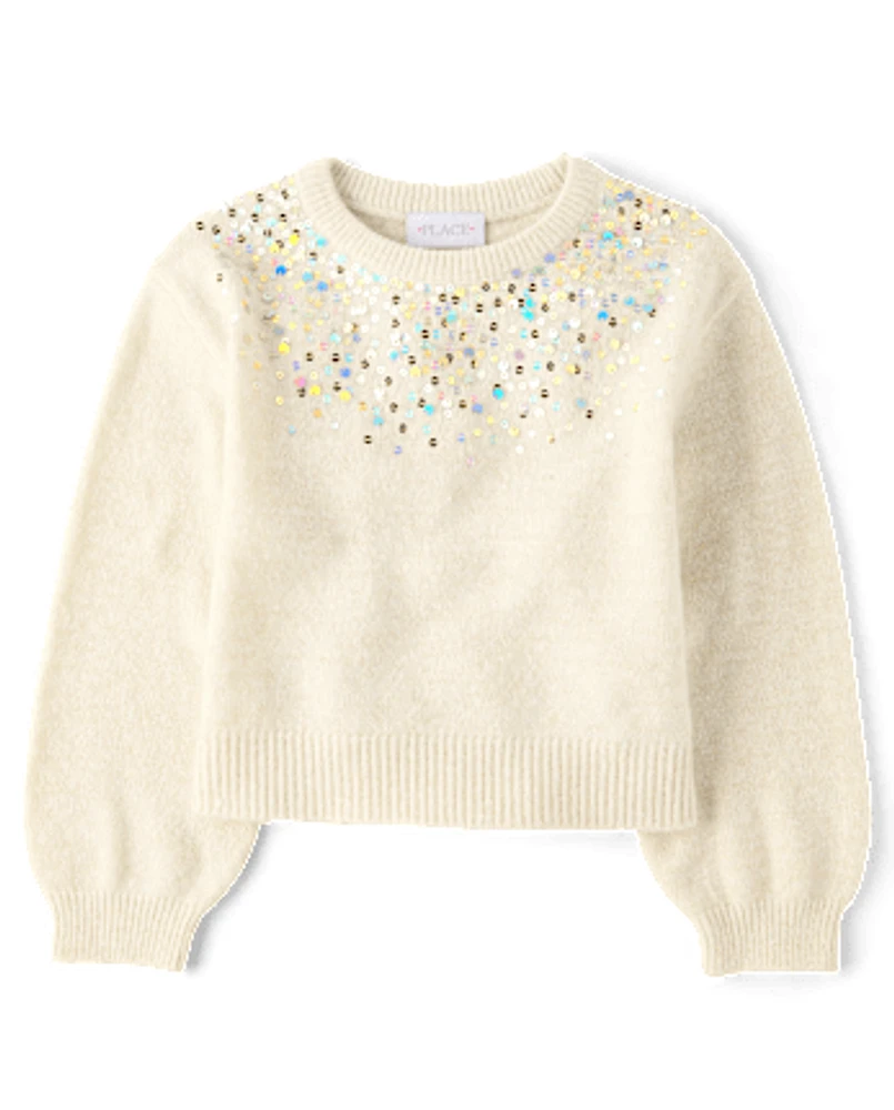 Girls sequin sweater hot sale