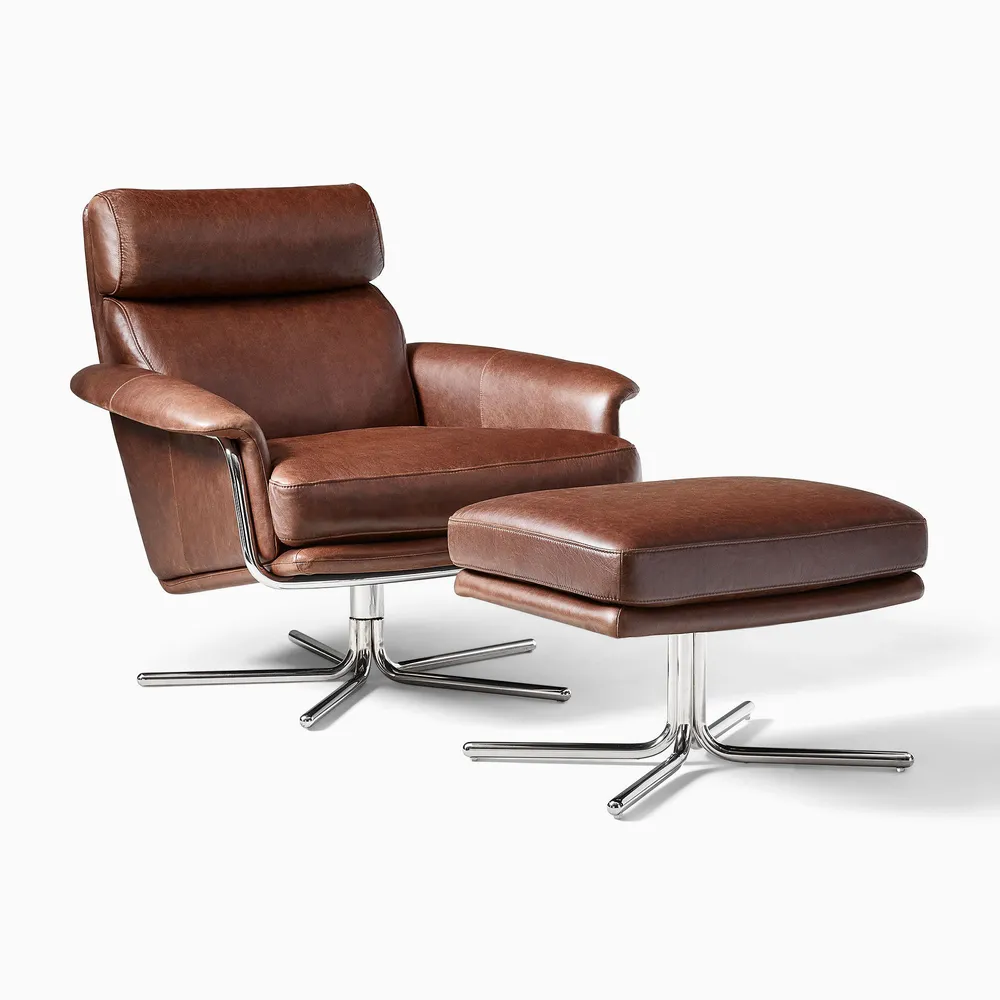 West elm leather chair and ottoman deals