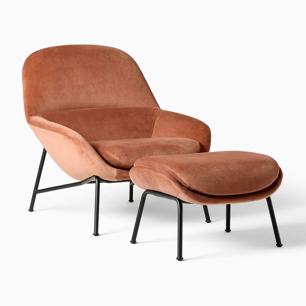 West elm leather chair and ottoman deals