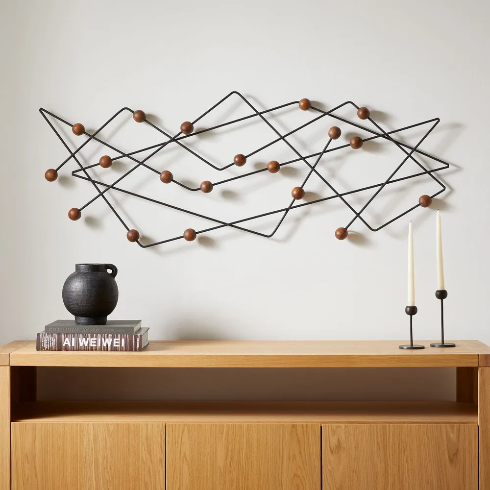 West Elm Abstract Iron Wood Dimensional Wall Art by Diego