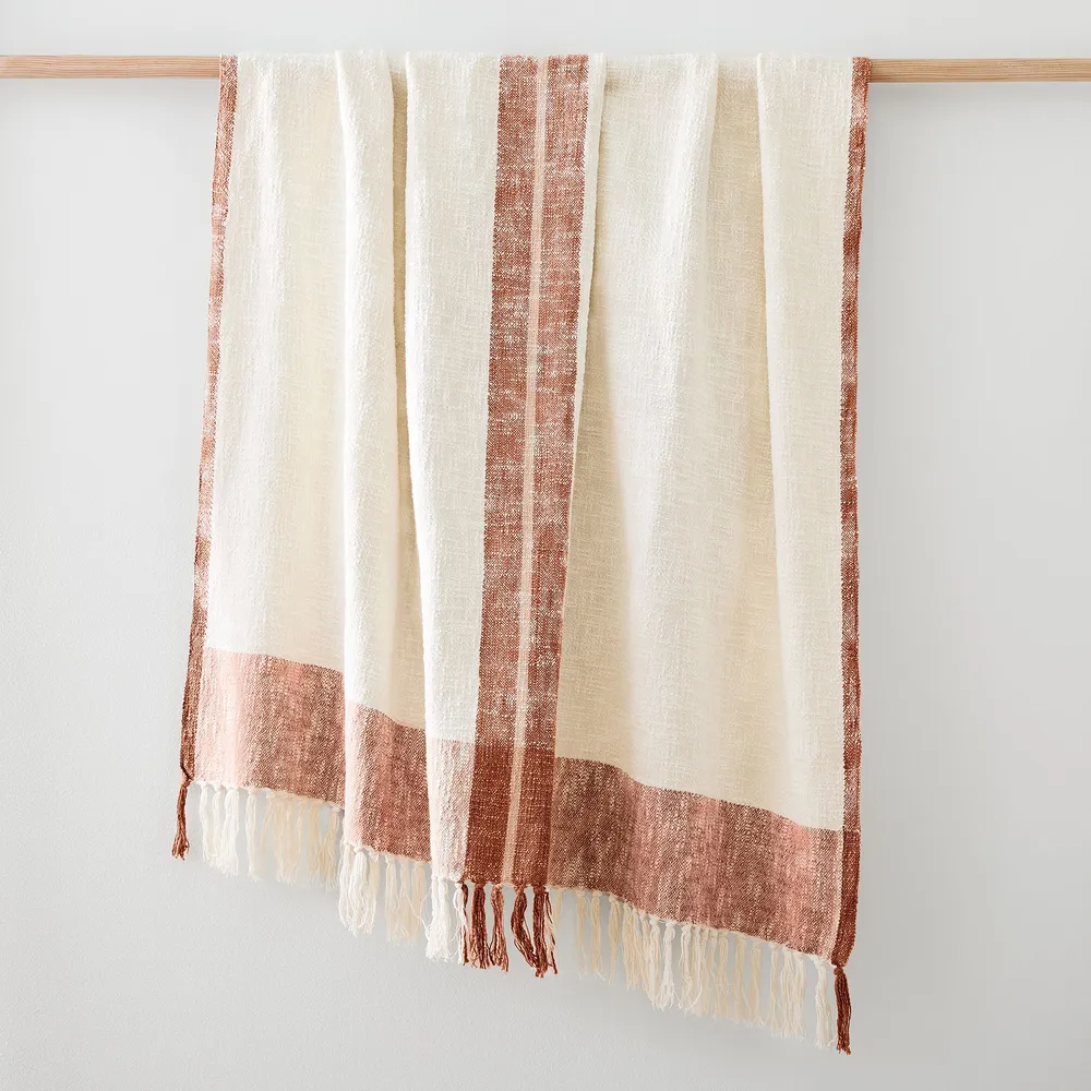 West Elm Contrast Border Cotton Slub Throw West Elm The Summit