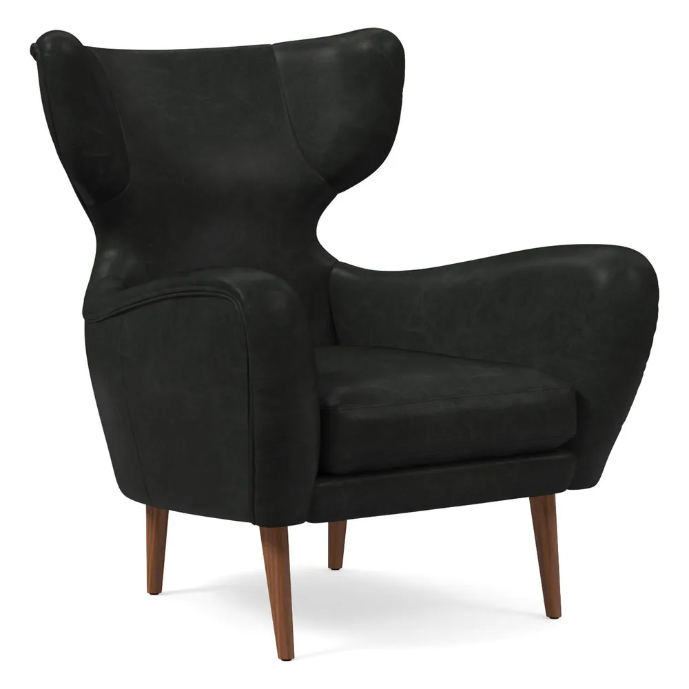 West elm leather online wingback chair