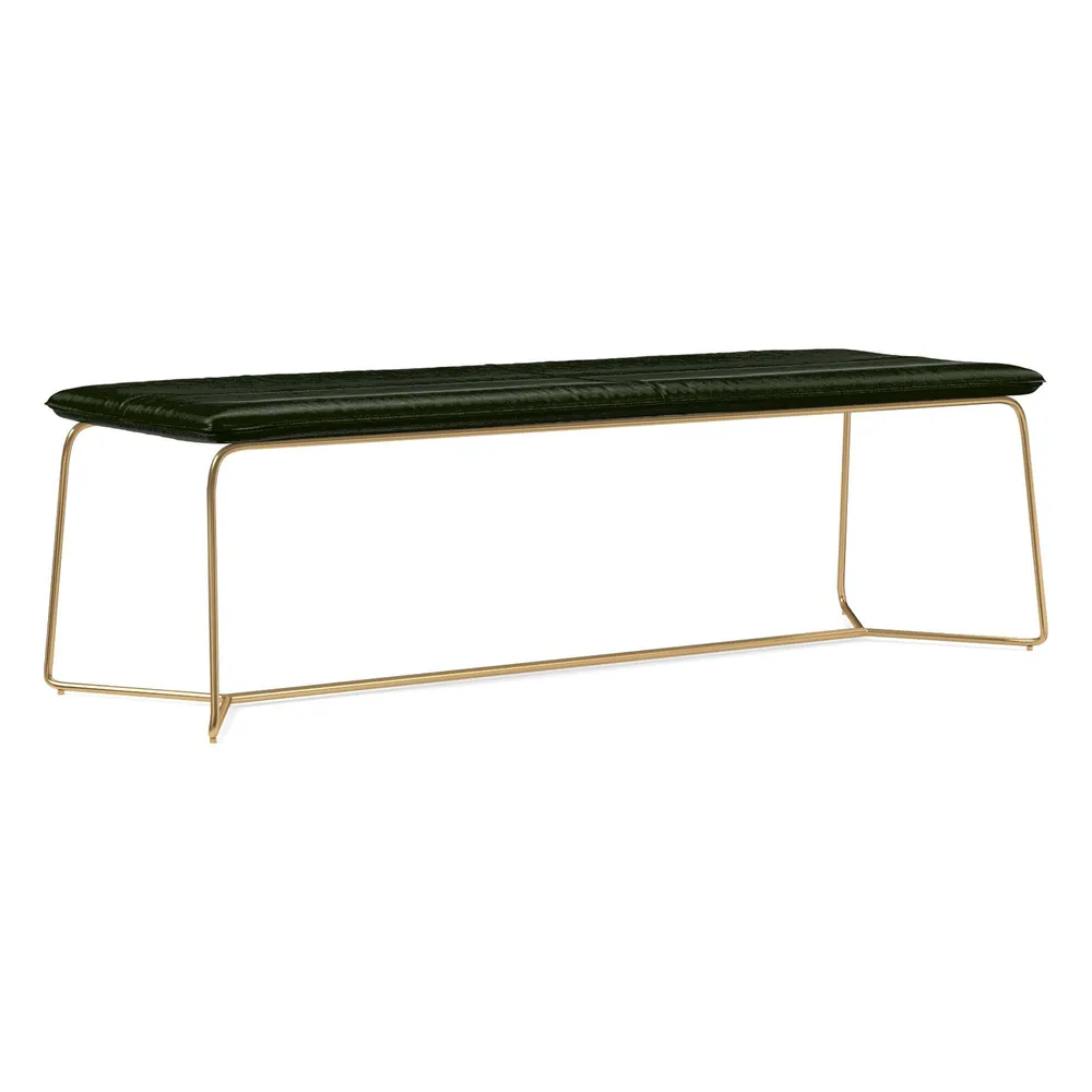 West Elm Slope Leather Dining Bench 52