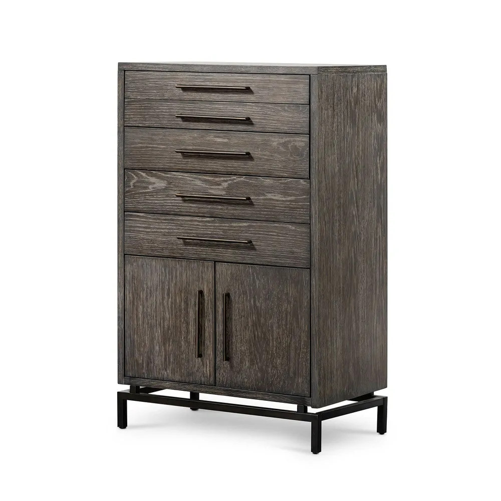 West Elm Washed Oak Iron Tall 7 Drawer Dresser 28