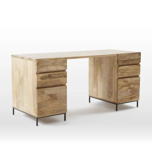West Elm Industrial Modular Desk w 2 File Cabinets 64