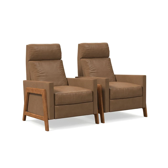 Wood framed leather recliner new arrivals