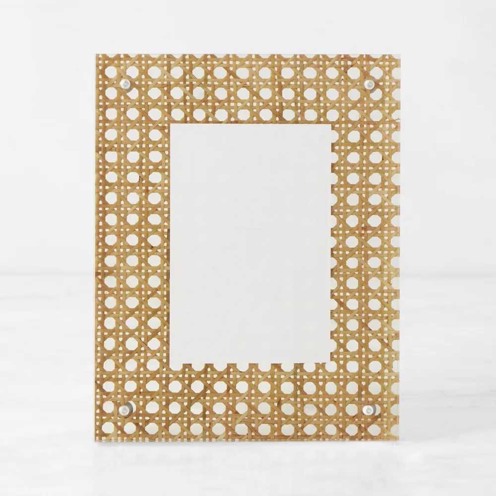 Williams Sonoma Rattan and Acrylic Block Picture Frames The