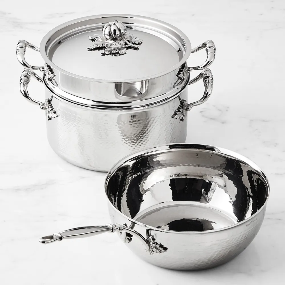 Williams Sonoma Ruffoni Opus Prima Hammered Stainless Steel 4