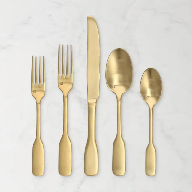 Williams Sonoma Fortessa Arezzo Brushed Gold Serving Set The