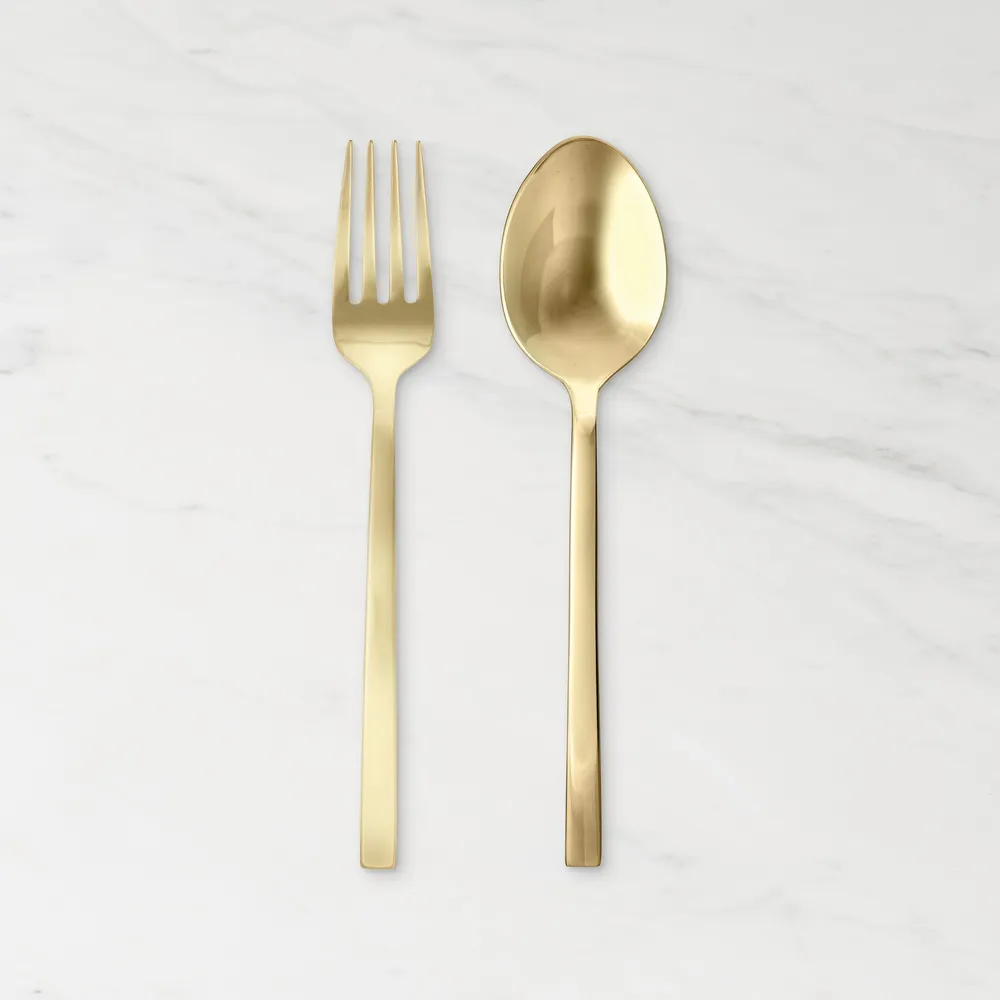 Williams Sonoma Fortessa Arezzo Brushed Gold Serving Set