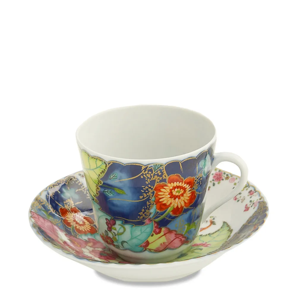 Williams Sonoma Mottahedeh Teacup and Saucer, Tobacco Leaf