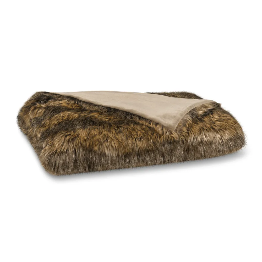 Williams Sonoma Faux Fur Throw Marble Coyote The Summit at