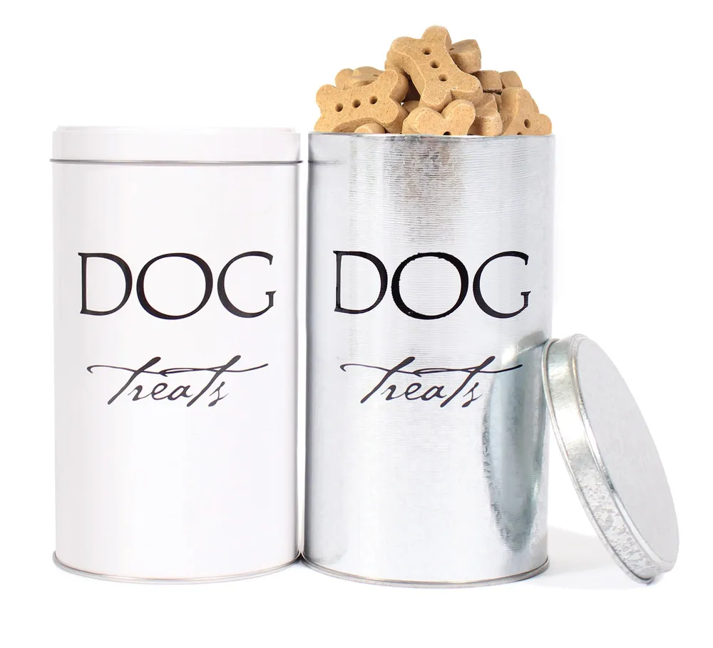 Williams Sonoma Harry Barker Classic Dog Treat Canister Silver