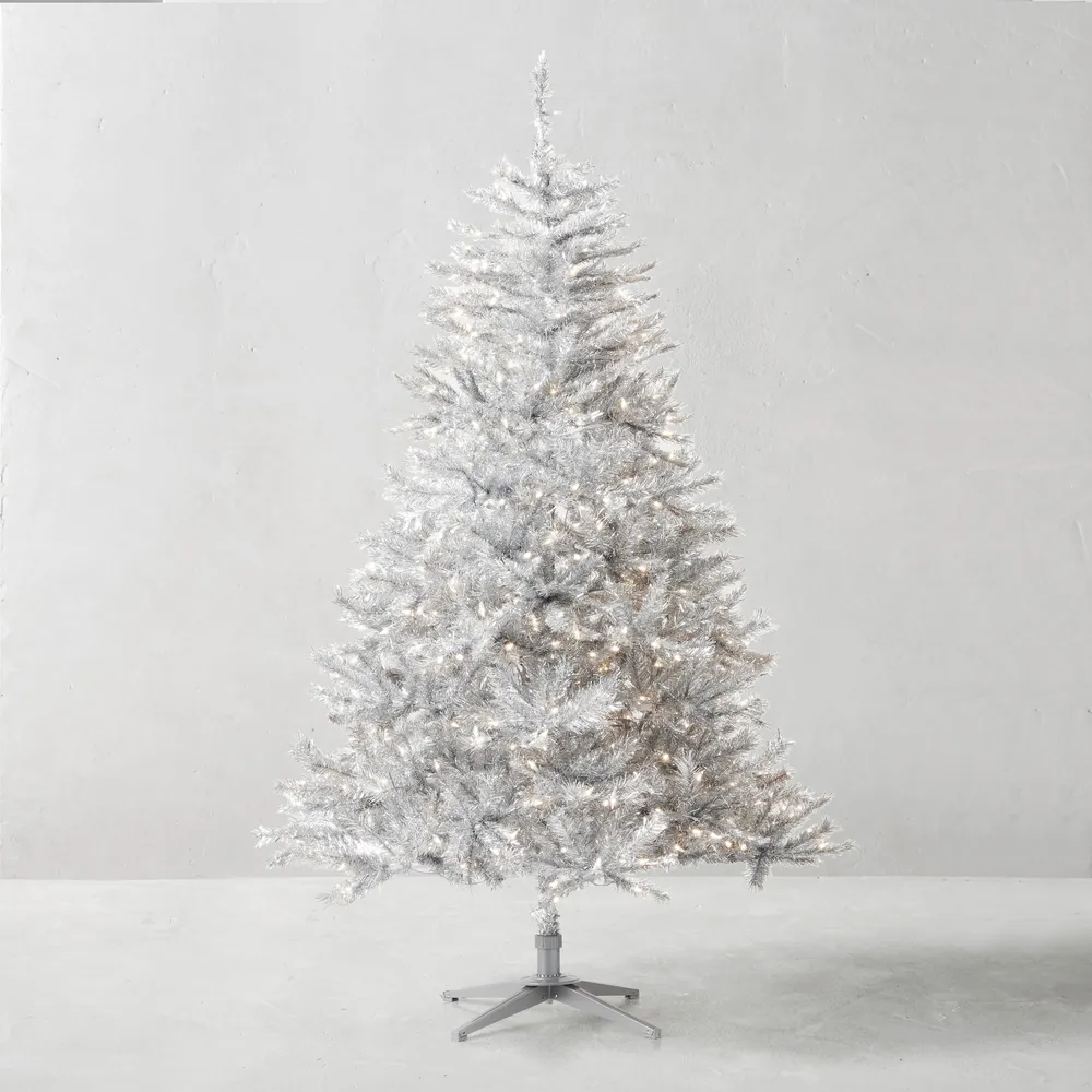 Silver artificial shop christmas tree