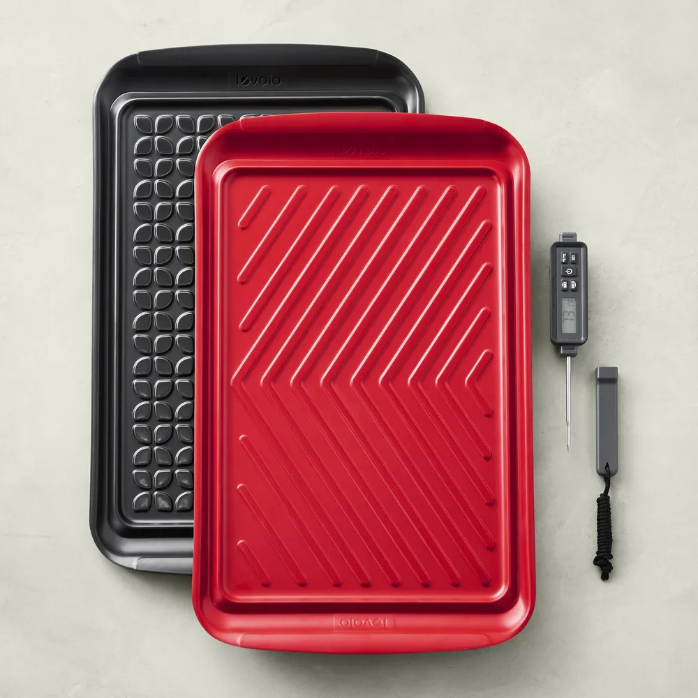 Grill prep outlet trays