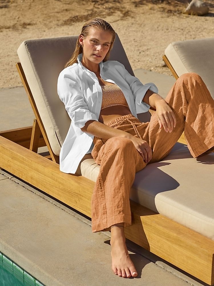 Athleta cabo linen wide leg pant sale