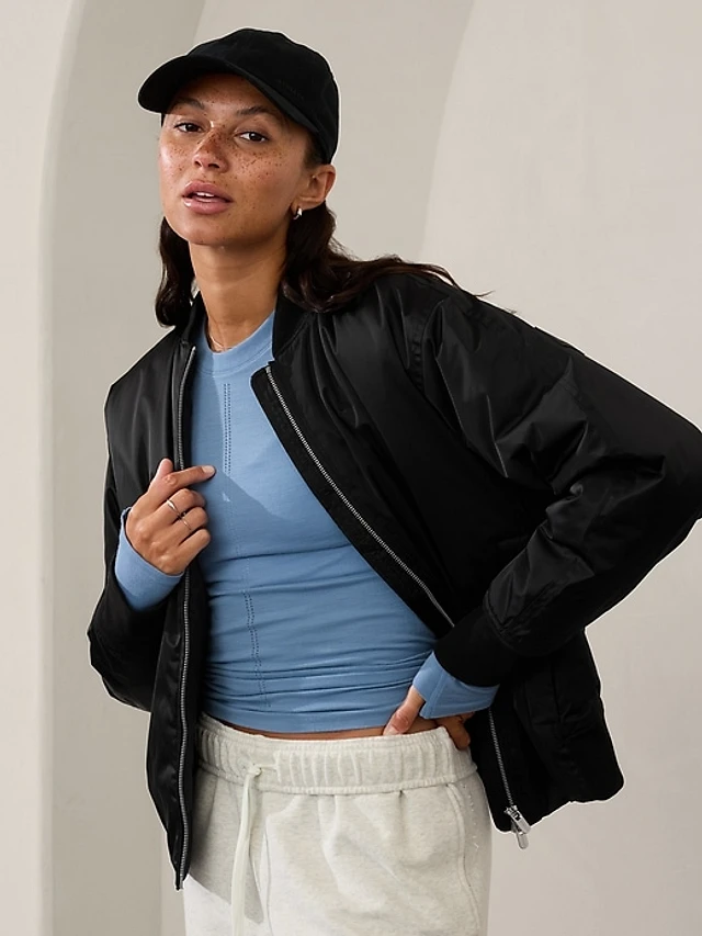 Athleta Sateen Bomber at MarketFair Shoppes in Princeton, NJ