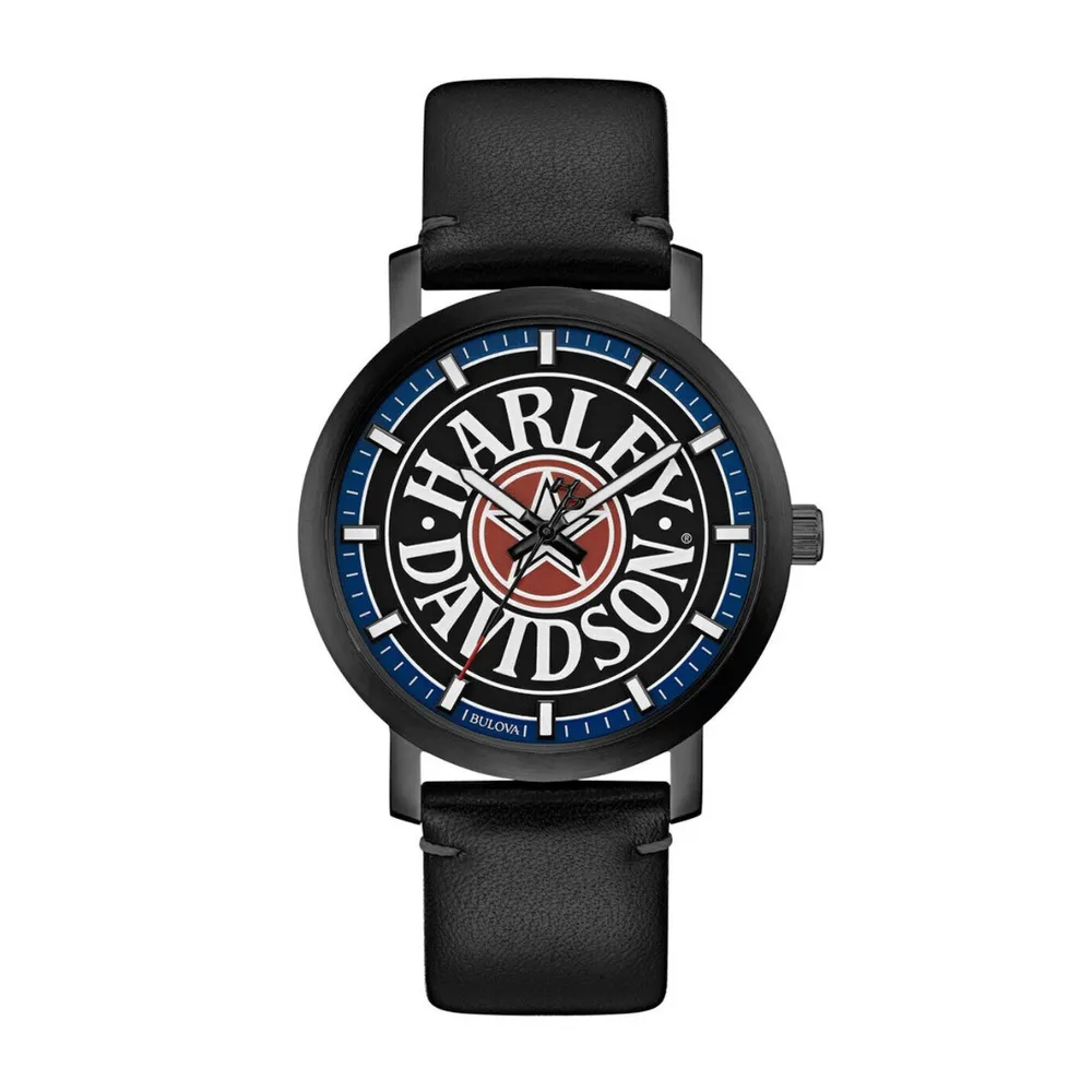 Harley Davidson Men s Iconic Fat Boy Black Stainless Steel Watch