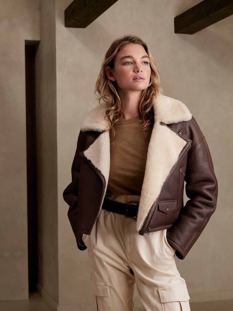 Banana Republic Montone Shearling Moto Jacket Mall of America®