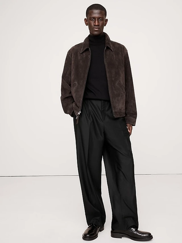 Banana Republic Signature Italian Hopsack Wide-Leg Pant