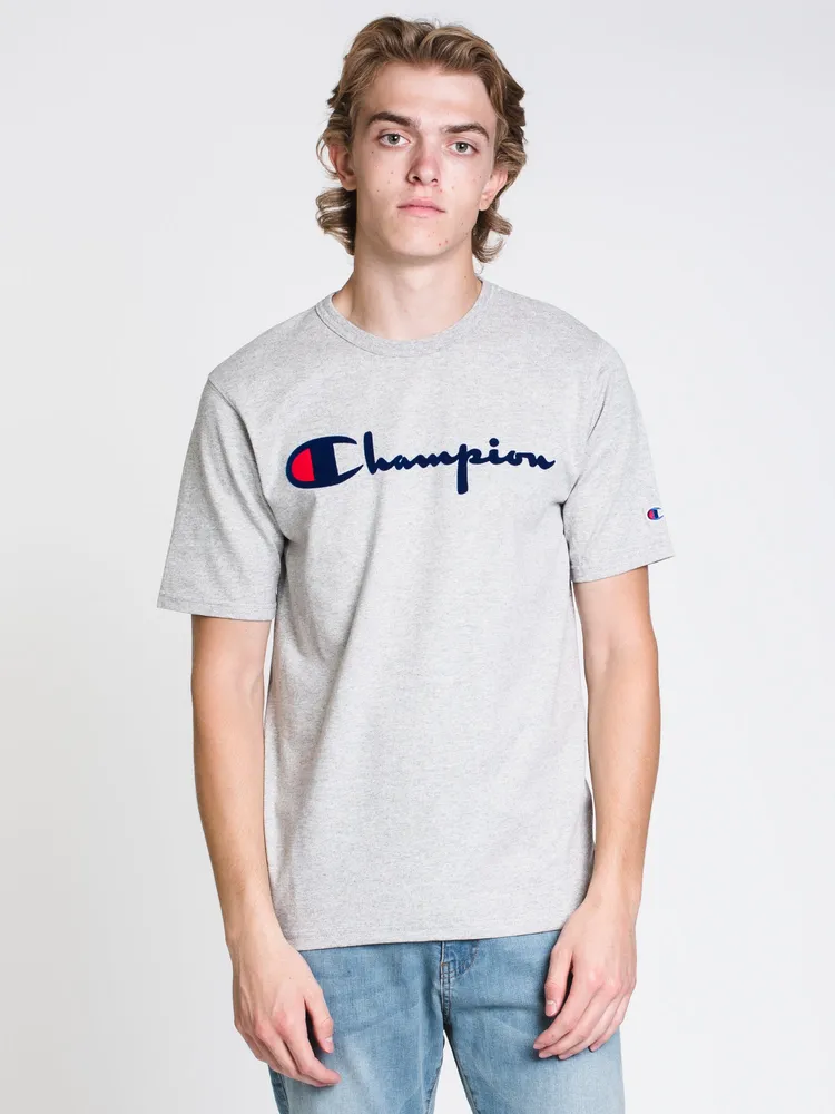 Champion heritage big script best sale fleece shorts