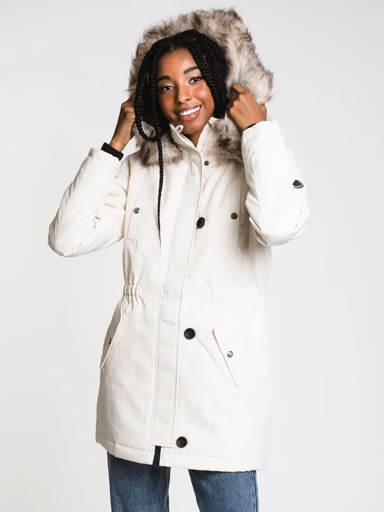 White fur parka on sale