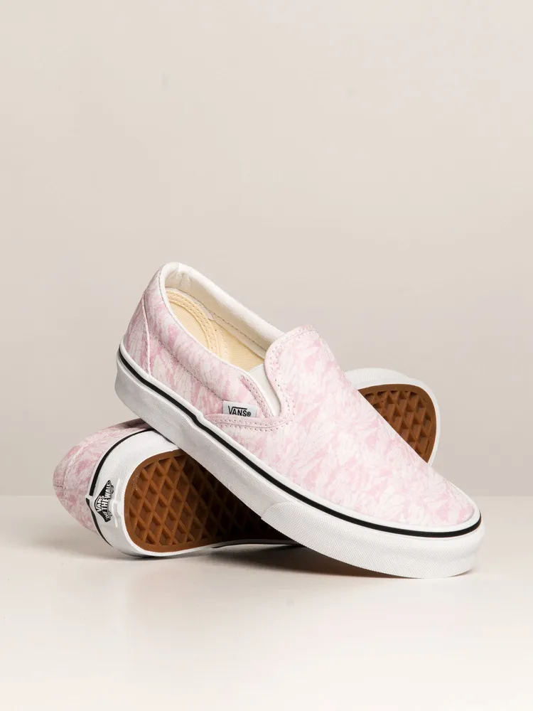 Pink and white vans slip ons sale