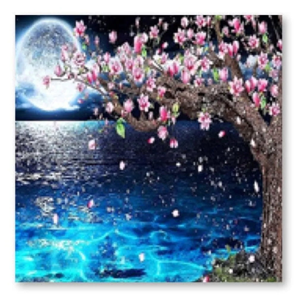 Studio Diamond Painting Full Coverage Moonlit Cherry Blossoms 40cm x 40cm