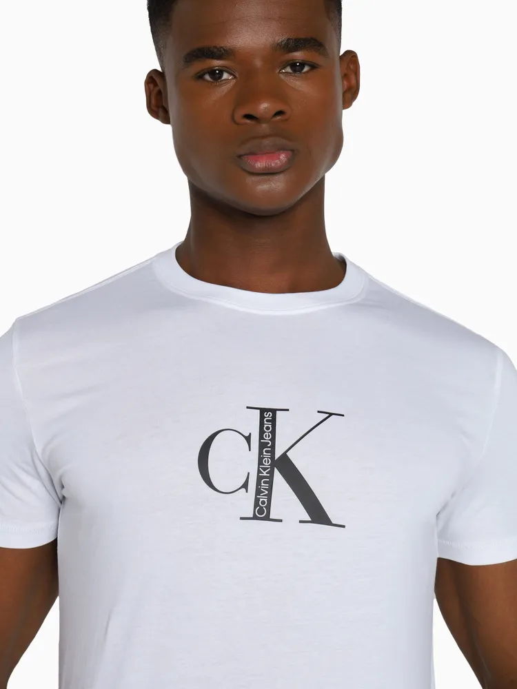 Playera Calvin Klein Algod n con Monograma Hombre Blanco