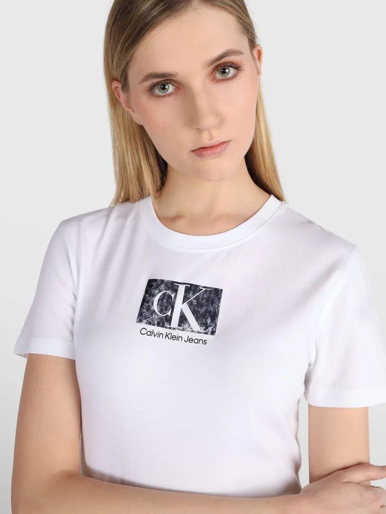 Playera Calvin Klein Monograma Mujer Blanco