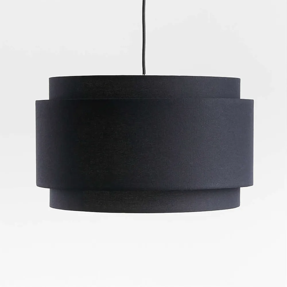 Avery linen double discount drum pendant light