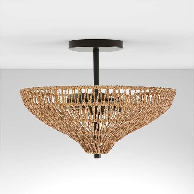 Crate and barrel ivory woven rope flush mount sale