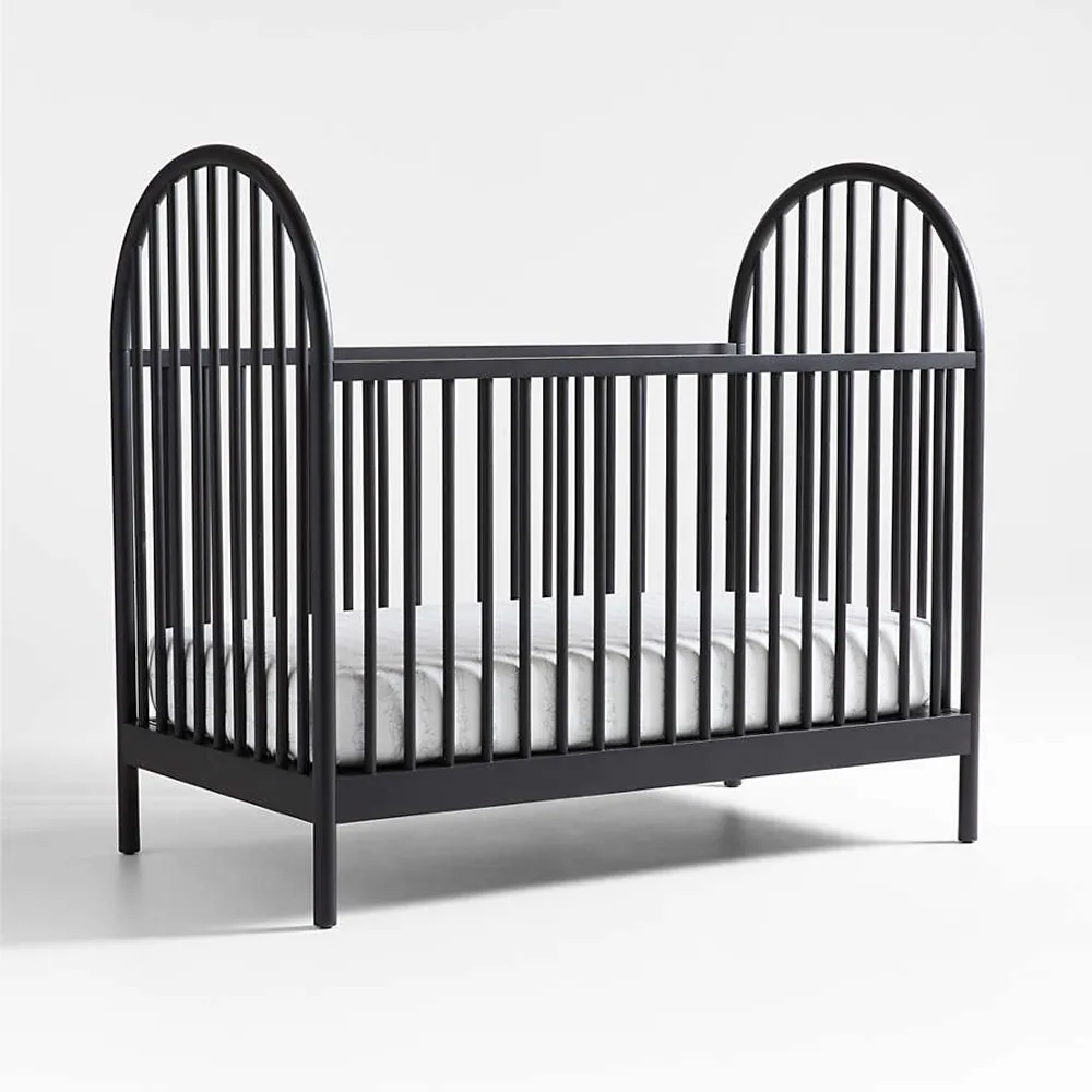 Crate Barrel Canyon Spindle Wood Baby Crib by Leanne Ford Square One