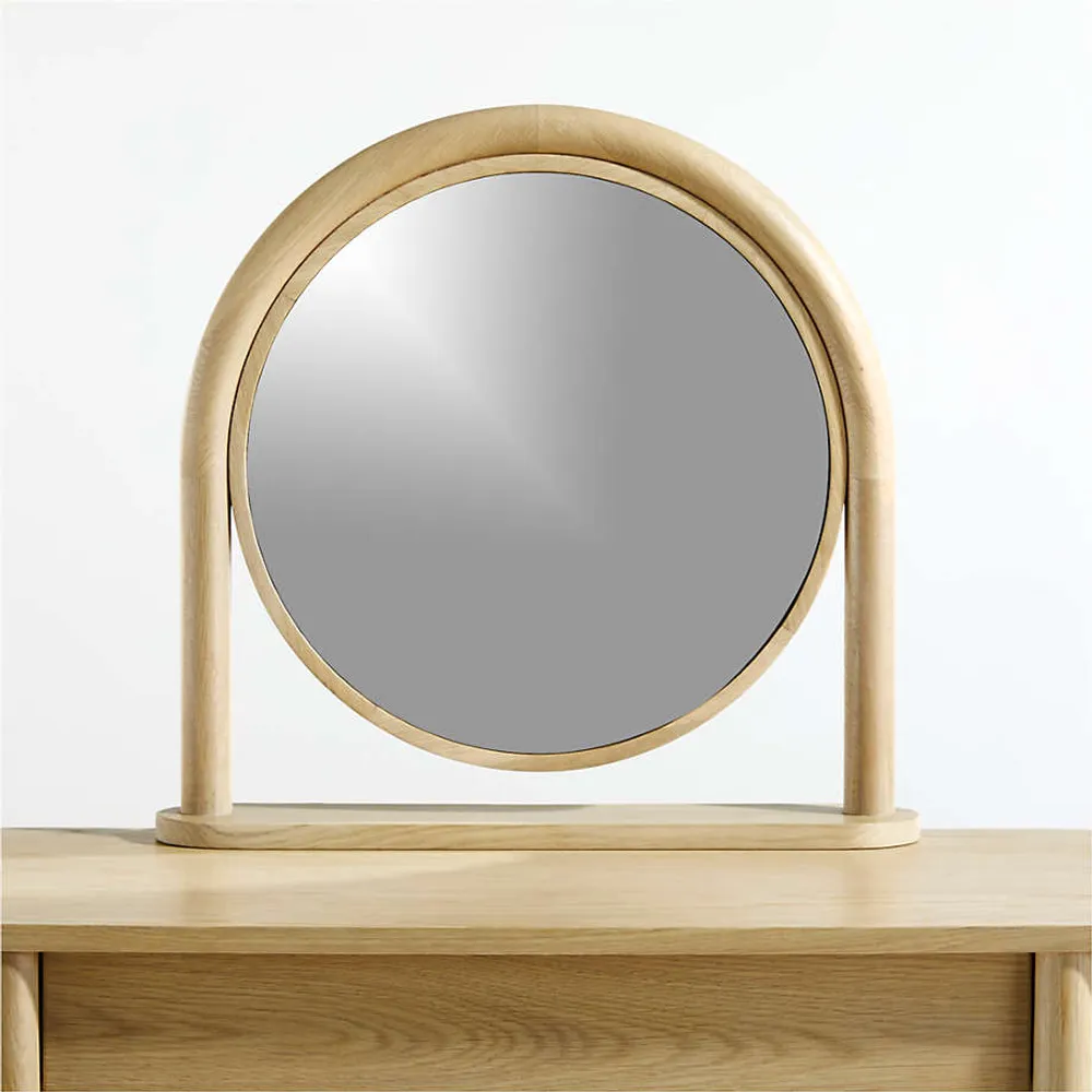 Wood online desk mirror