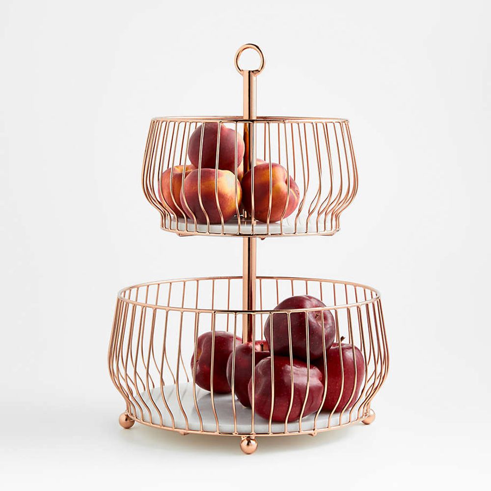 Crate Barrel Cora Copper Tier Fruit Basket The Shops at Willow Bend