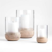 Wood and glass online hurricane candle holders