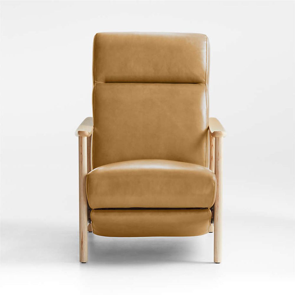 Greer leather wood arm recliner sales