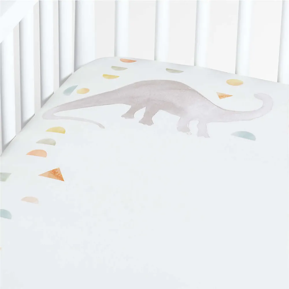 Crate Barrel Geo Dino Organic Cotton Dinosaur Border Baby Crib