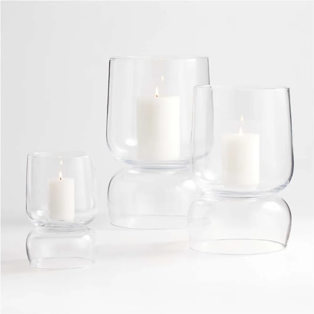 Crate Barrel Glencoe Reversible Glass Hurricane Candle Holder 9