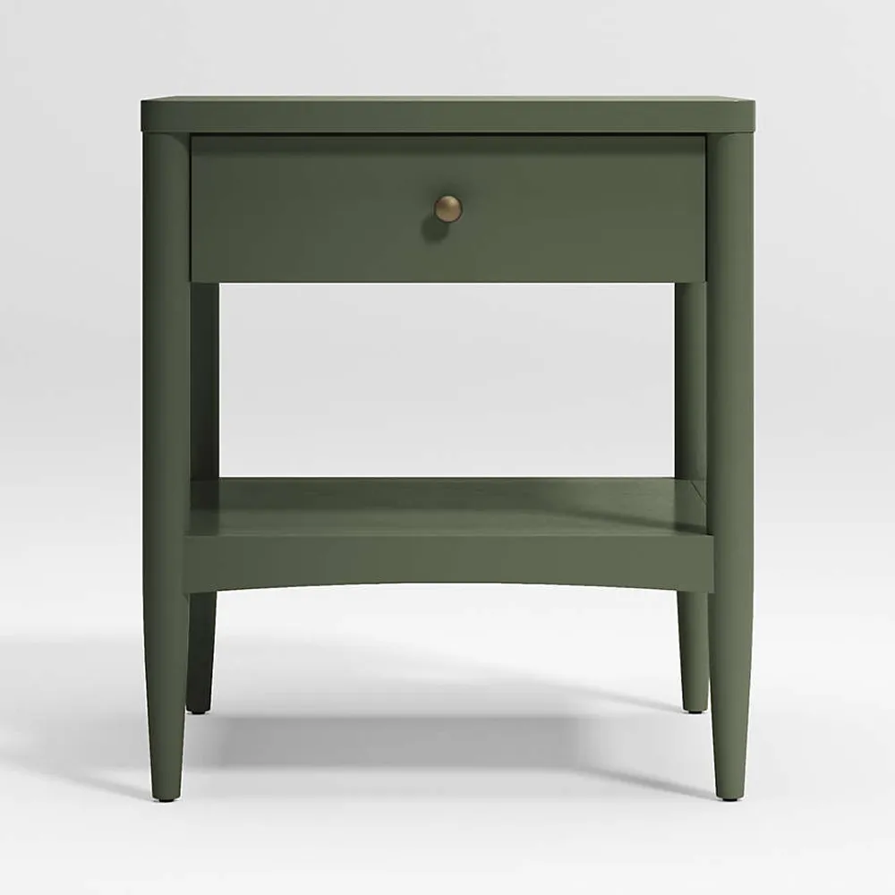 Crate Barrel Hampshire Olive Green Wood Kids Nightstand with