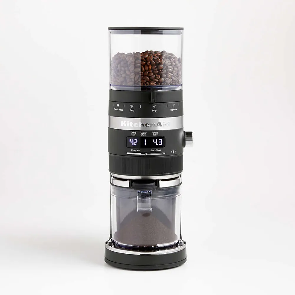 Crate Barrel KitchenAid Matte Black Burr Coffee Grinder