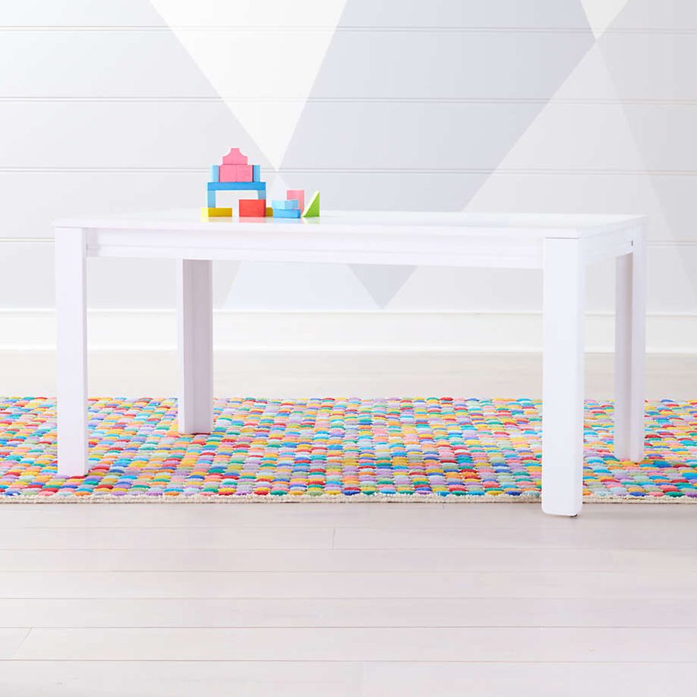 Crate Barrel Large White Adjustable Kids Table w 23